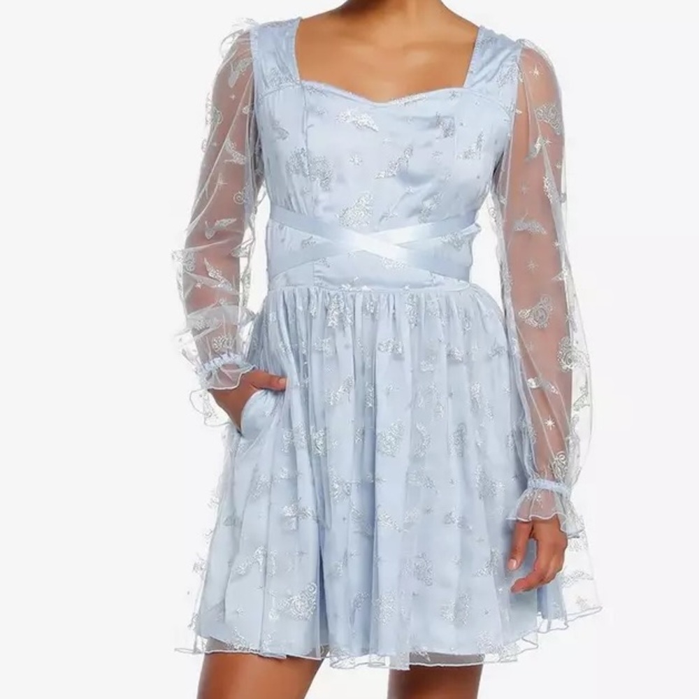 Disney Cinderella Mesh Glitter Dress Princess Hot Topic Cosplay Costume‎